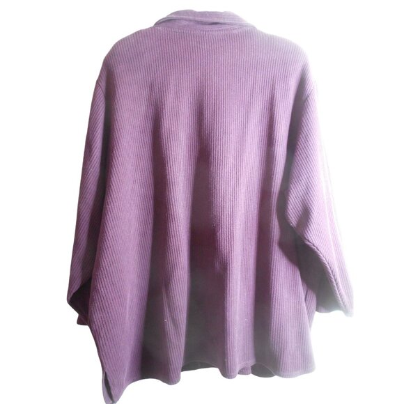 Lane Bryant 26/28 v neck collared ribbed knit Purple Sweater cotton blend - Picture 4 of 4
